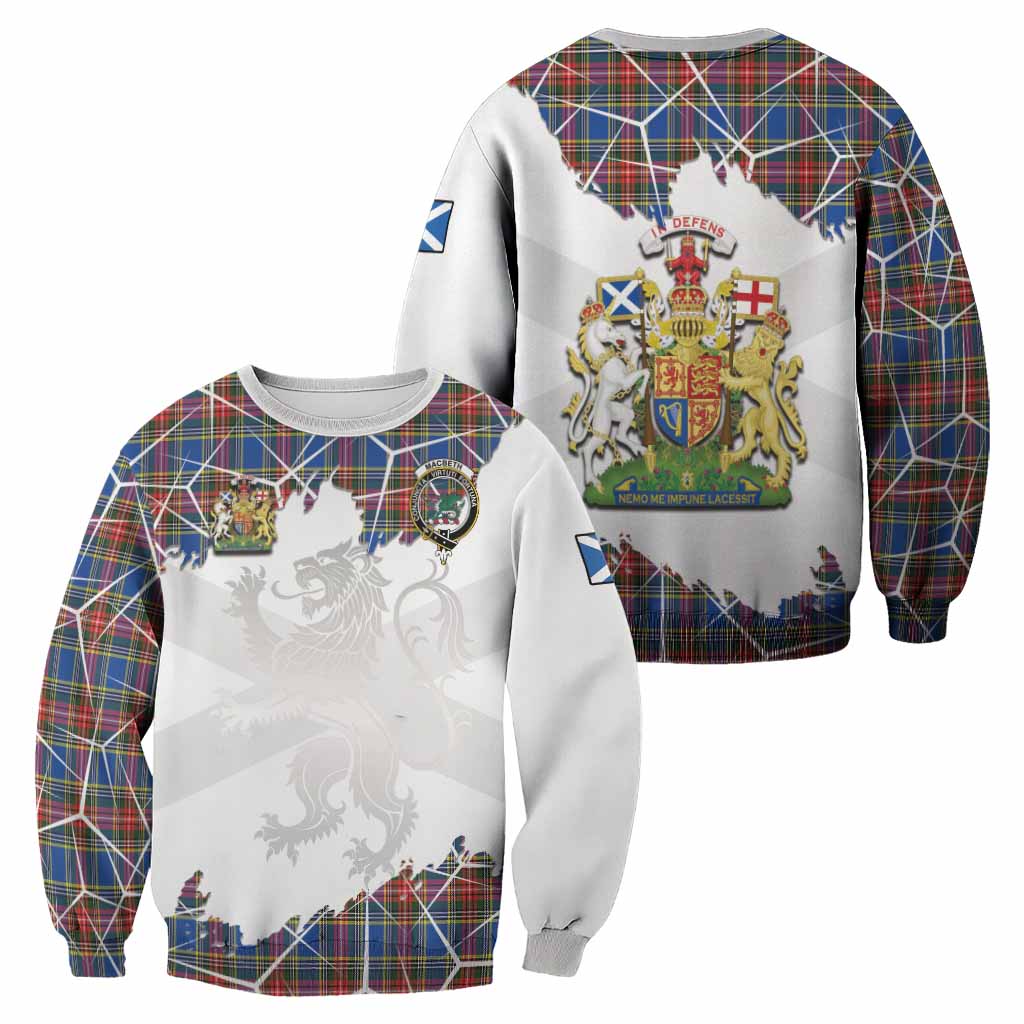 MacBeth (McBeth) Tartan Sweatshirt with Family Crest and Lion Rampant Grunge Style