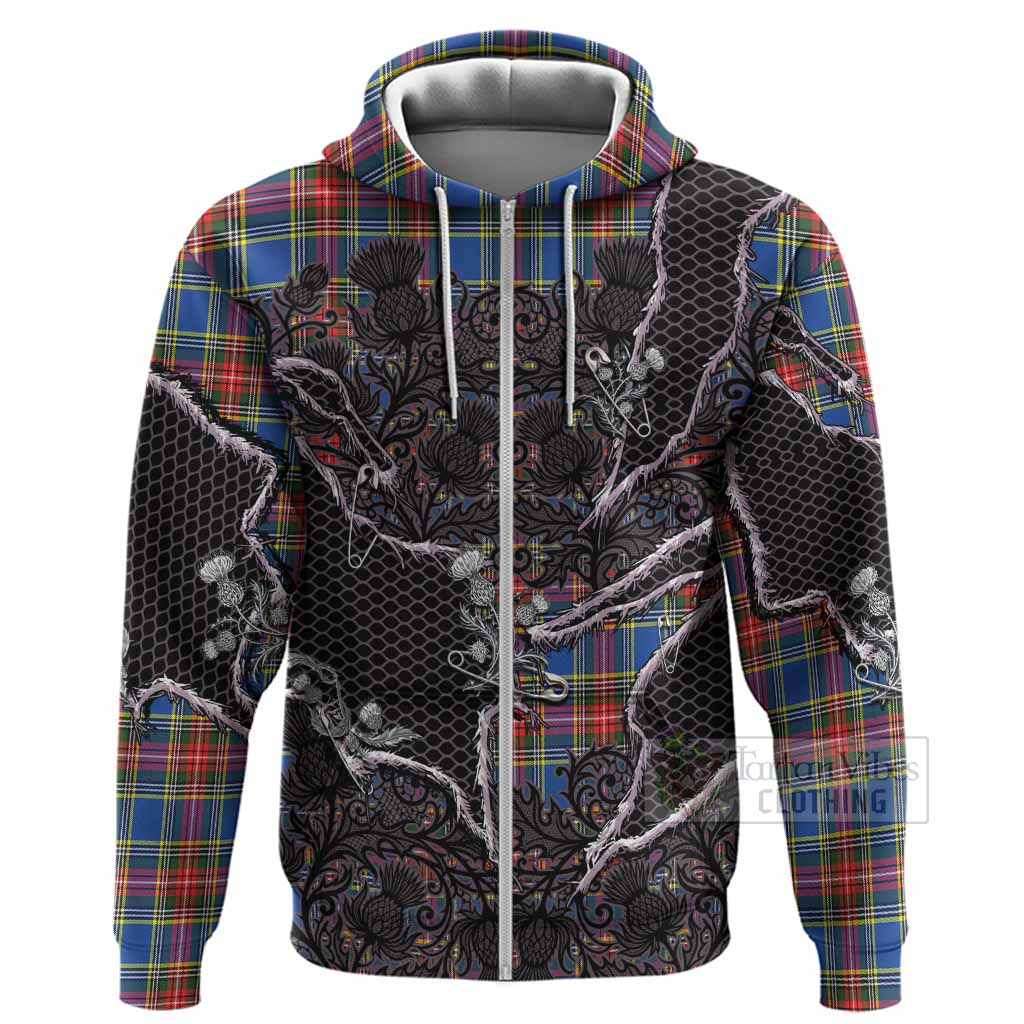 MacBeth (McBeth) Tartan Thistle Dark Gothic Hoodie Zip Hoodie - Tartan Vibes Clothing