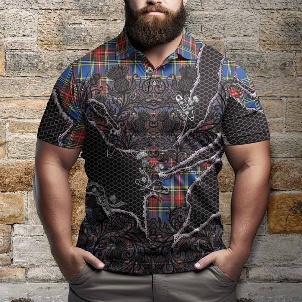 MacBeth (McBeth) Tartan Thistle Dark Gothic Polo Shirt - Tartan Vibes Clothing