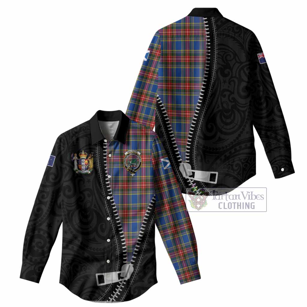 MacBeth (McBeth) Tartan Women Casual Shirt New Zealand Pattern Unique Zipper Stylized