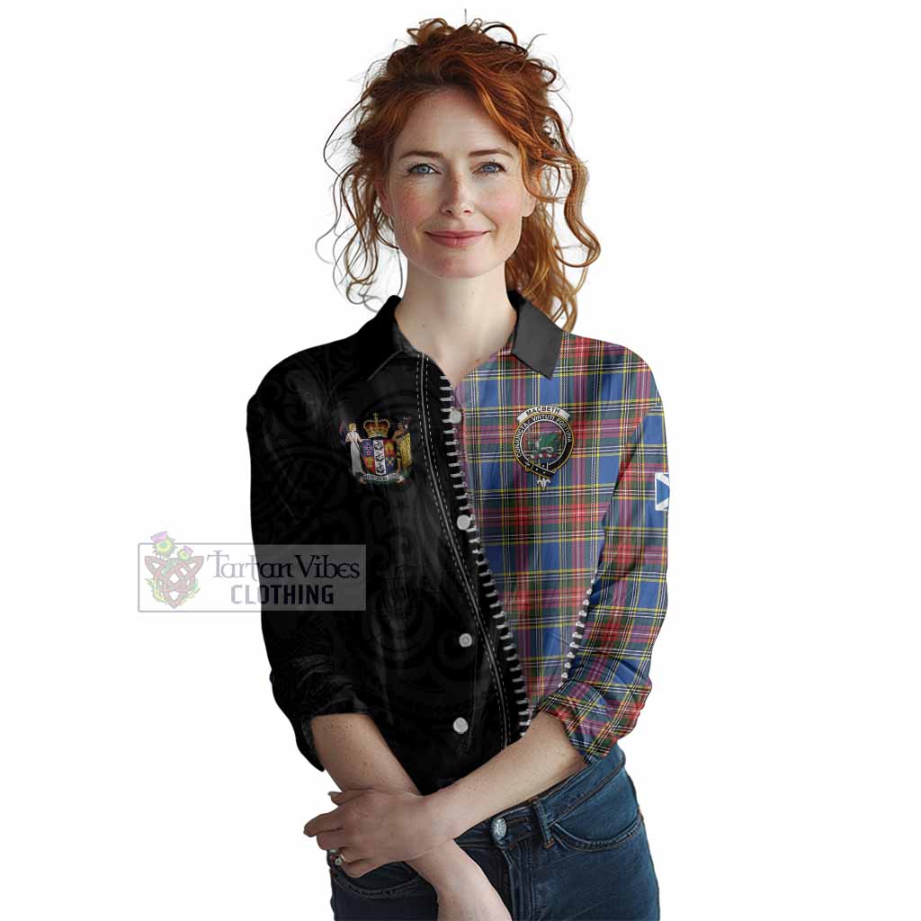 MacBeth (McBeth) Tartan Women Casual Shirt New Zealand Pattern Unique Zipper Stylized