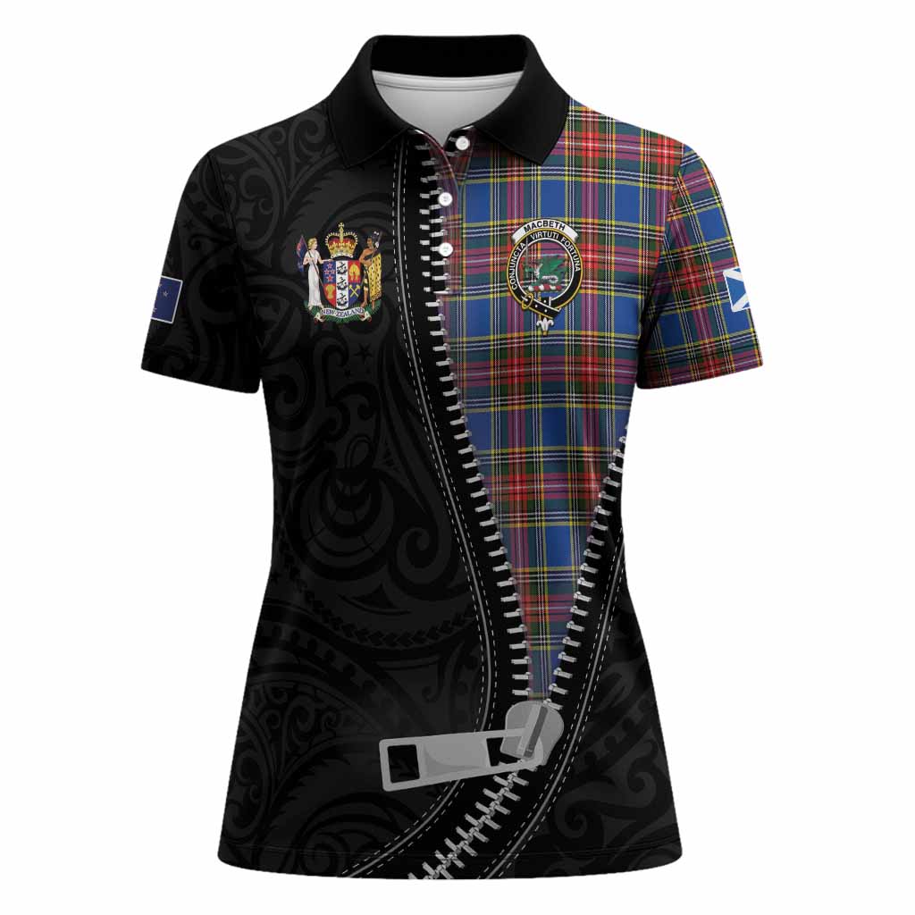 MacBeth (McBeth) Tartan Women Polo Shirt New Zealand Pattern Unique Zipper Stylized