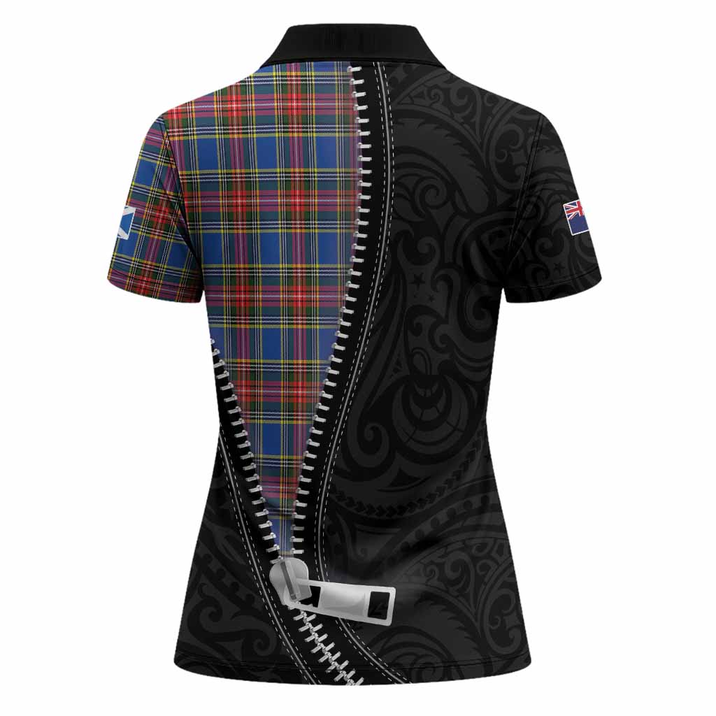MacBeth (McBeth) Tartan Women Polo Shirt New Zealand Pattern Unique Zipper Stylized