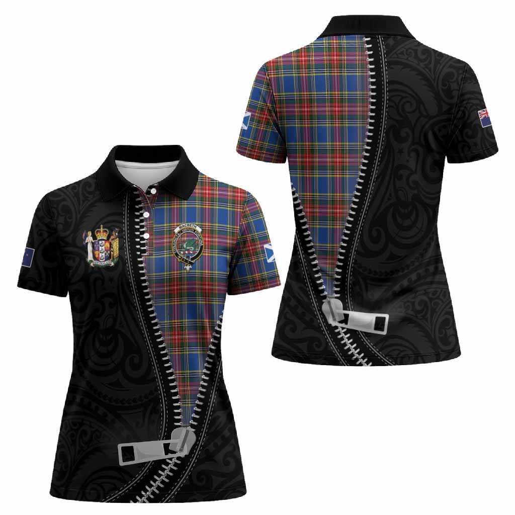 MacBeth (McBeth) Tartan Women Polo Shirt New Zealand Pattern Unique Zipper Stylized