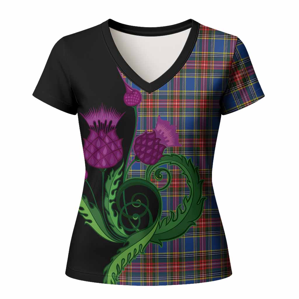 MacBeth (McBeth) Tartan Women T shirt Traditional Scottish Thistle