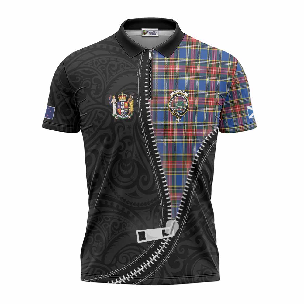 MacBeth (McBeth) Tartan Zipper Polo Shirt New Zealand Pattern Unique Zipper Stylized