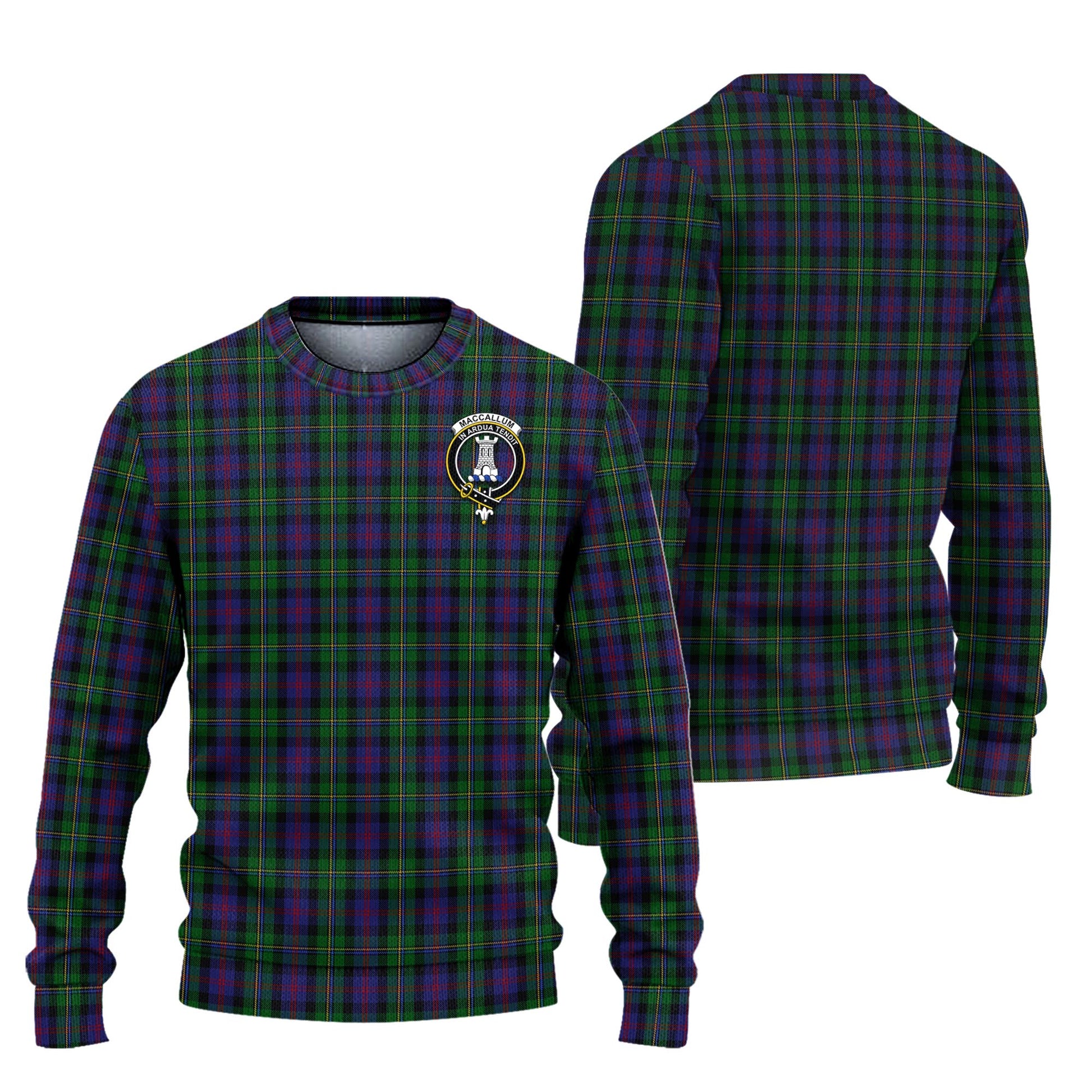 MacCallum Tartan Knitted Sweater with Family Crest Unisex - Tartanvibesclothing