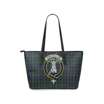MacCallum Tartan Leather Tote Bag with Family Crest