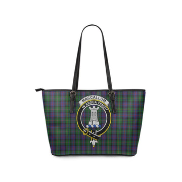 MacCallum (McCallum) Tartan Leather Tote Bag with Family Crest