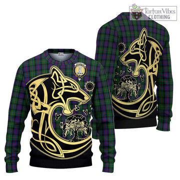 MacCallum (McCallum) Tartan Knitted Sweater with Family Crest Celtic Wolf Style Unisex - Tartan Vibes Clothing