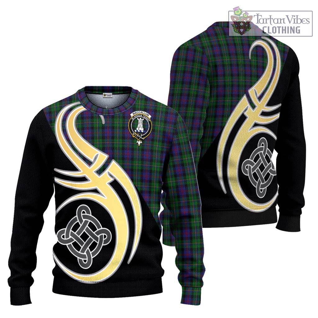 MacCallum (McCallum) Tartan Knitted Sweater with Family Crest and Celtic Symbol Style Unisex - Tartan Vibes Clothing