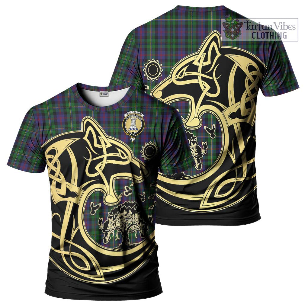 MacCallum (McCallum) Tartan T-Shirt with Family Crest Celtic Wolf Style Kid's Shirt - Tartan Vibes Clothing