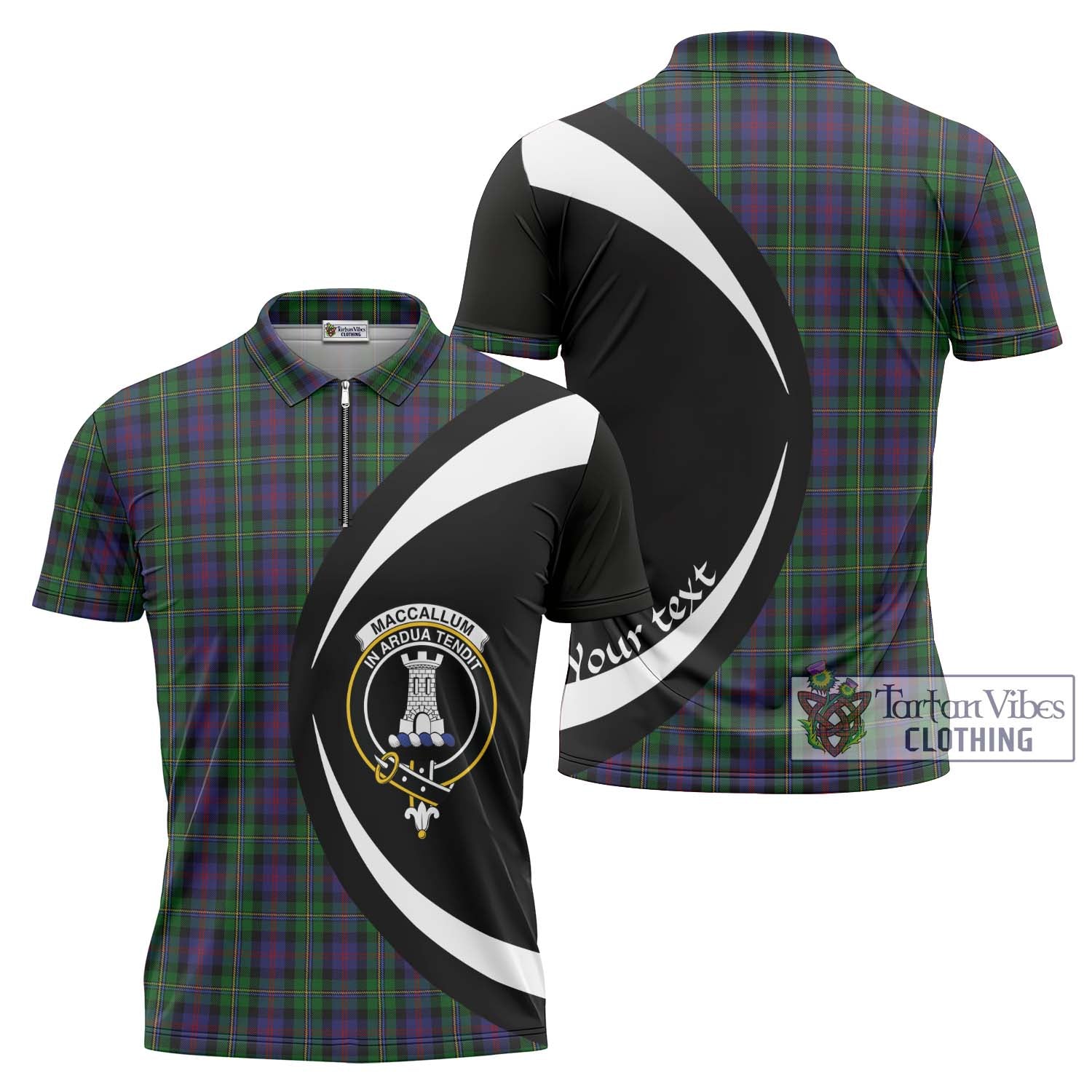 MacCallum (McCallum) Tartan Zipper Polo Shirt with Family Crest Circle Style Unisex - Tartan Vibes Clothing