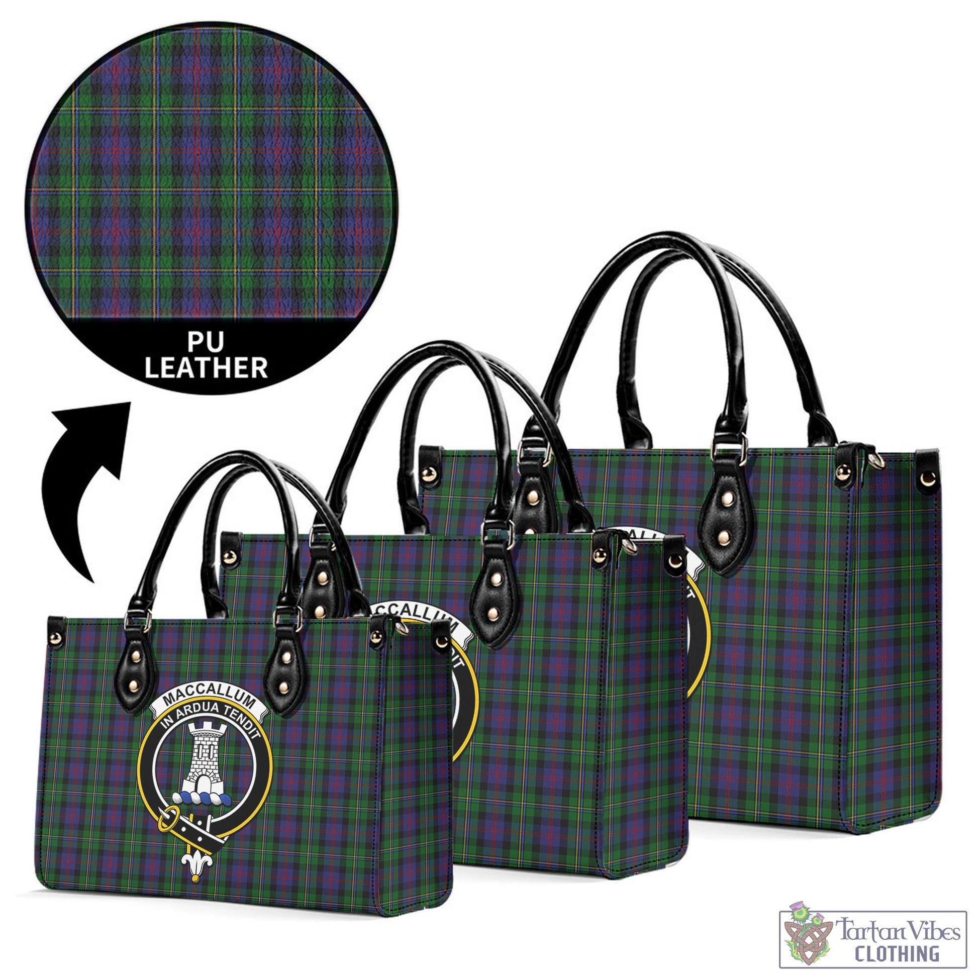 Tartan Vibes Clothing MacCallum Tartan Luxury Leather Handbags with Family Crest