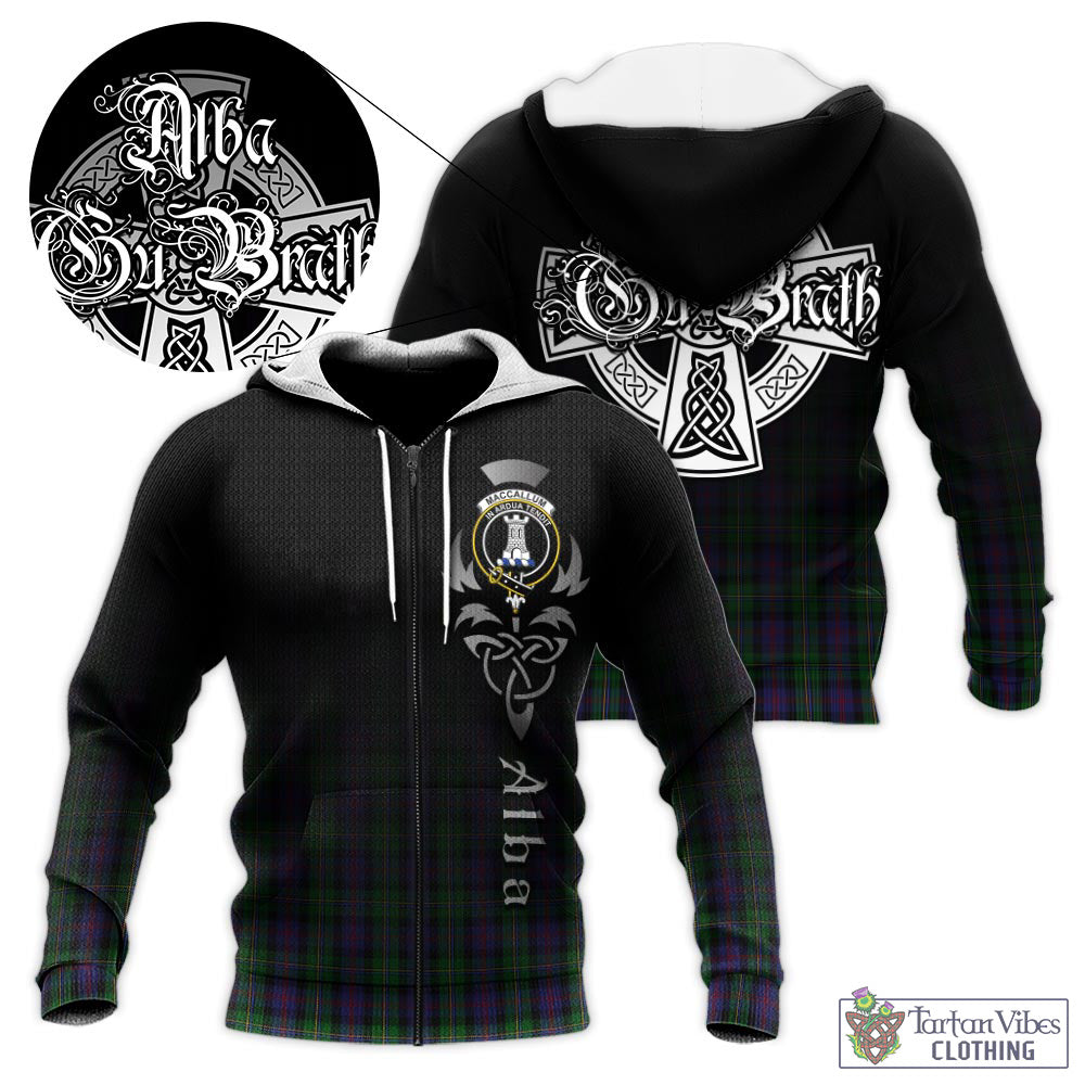 Tartan Vibes Clothing MacCallum Tartan Knitted Hoodie Featuring Alba Gu Brath Family Crest Celtic Inspired