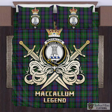 MacCallum Tartan Bedding Set with Clan Crest and the Golden Sword of Courageous Legacy