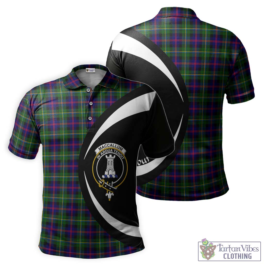 Tartan Vibes Clothing MacCallum #2 Tartan Men's Polo Shirt with Family Crest Circle Style