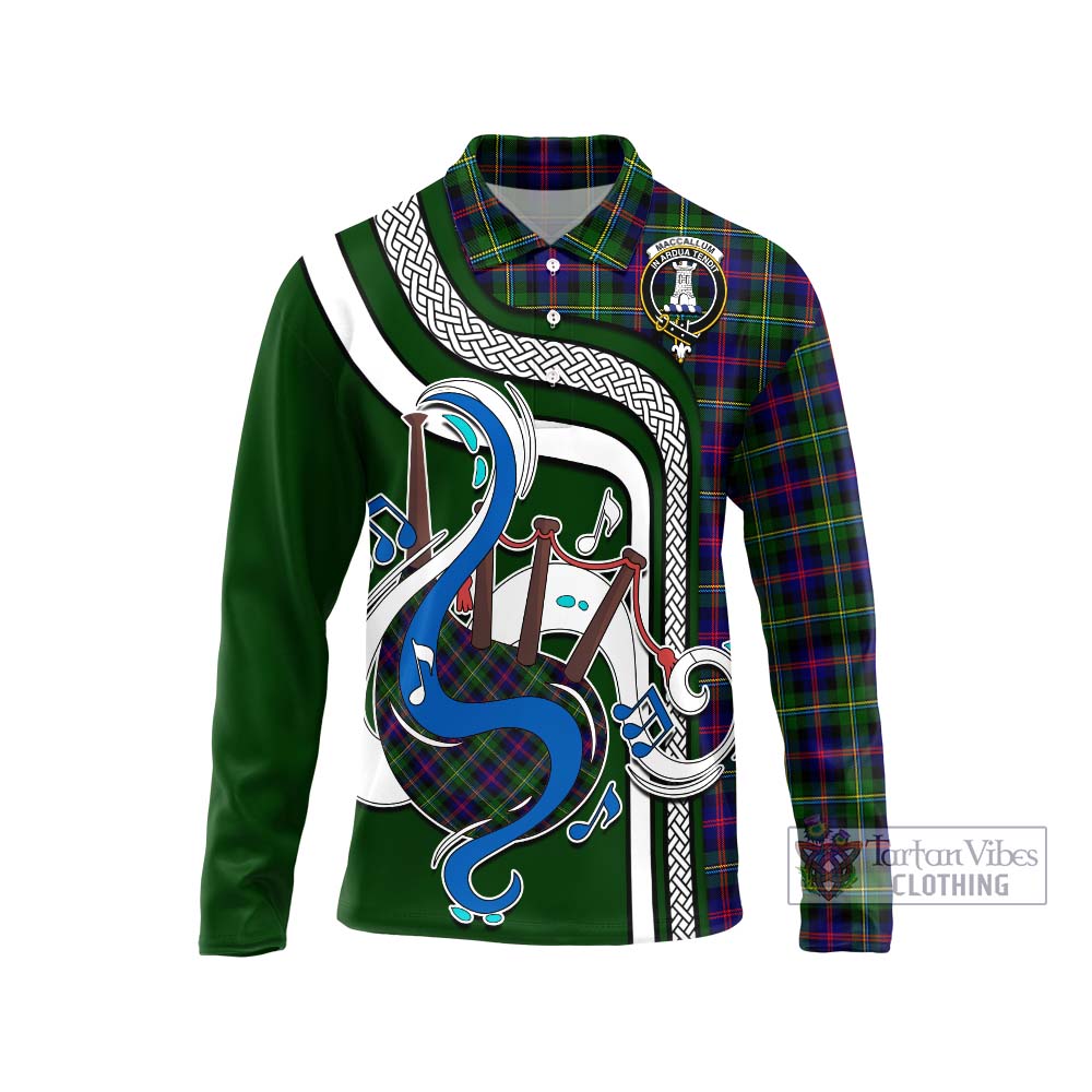 Tartan Vibes Clothing MacCallum #2 Tartan Long Sleeve Polo Shirt with Epic Bagpipe Style