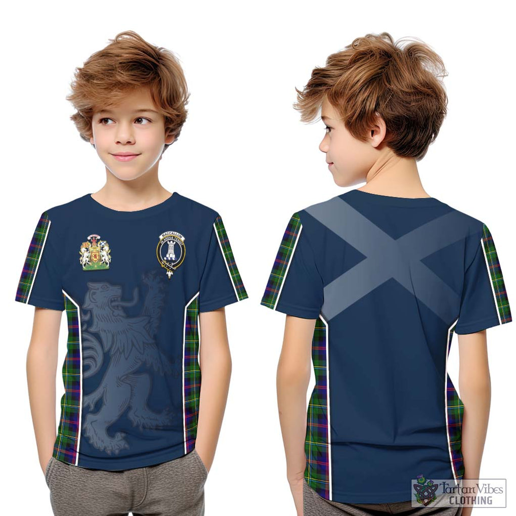 Tartan Vibes Clothing MacCallum #2 Tartan Kid T-Shirt with Family Crest and Lion Rampant Vibes Sport Style