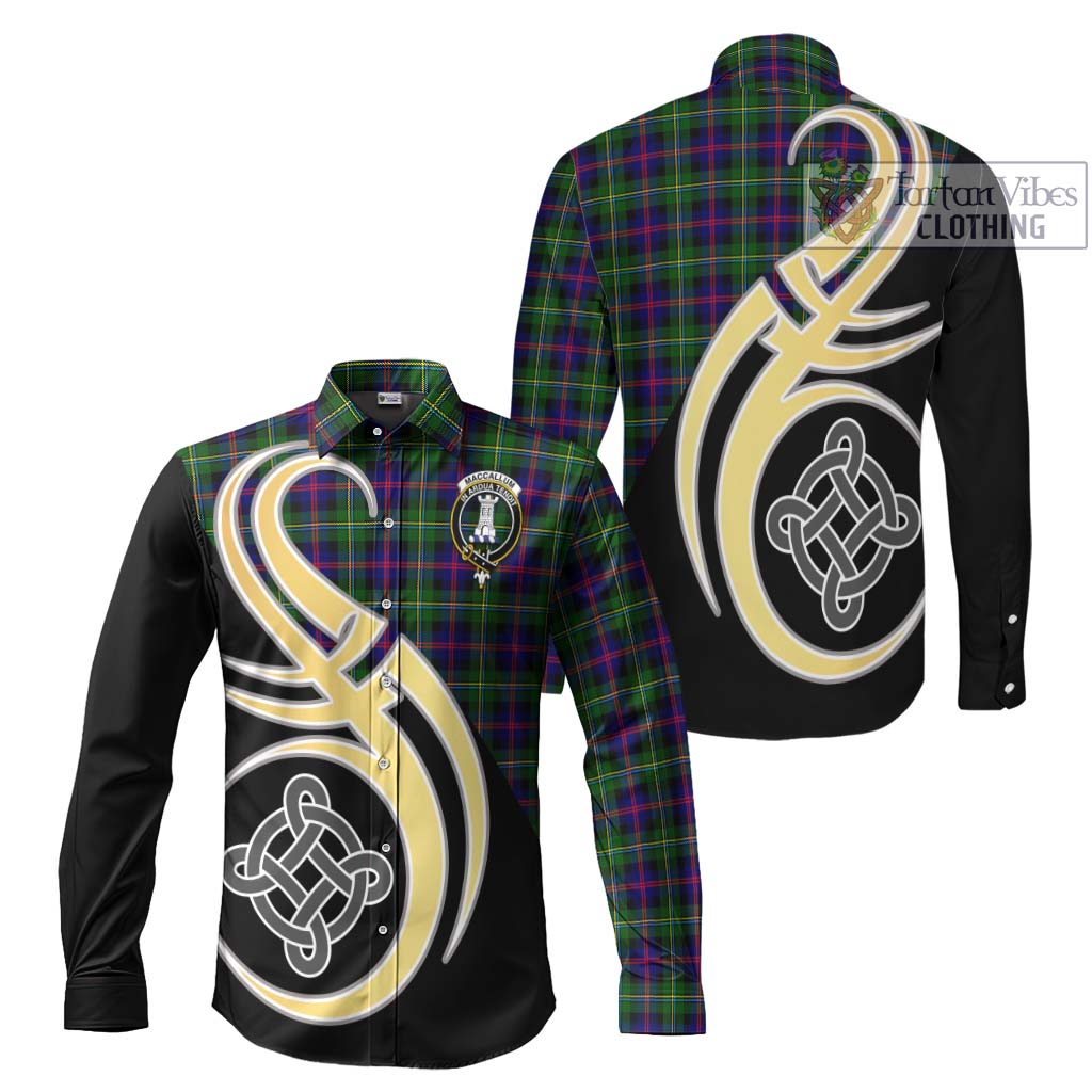 Tartan Vibes Clothing MacCallum #2 Tartan Long Sleeve Button Shirt with Family Crest and Celtic Symbol Style