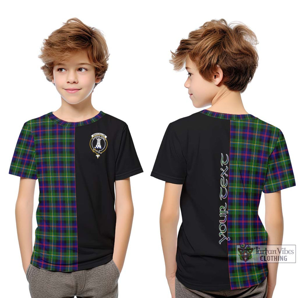 Tartan Vibes Clothing MacCallum #2 Tartan Kid T-Shirt with Family Crest and Half Of Me Style