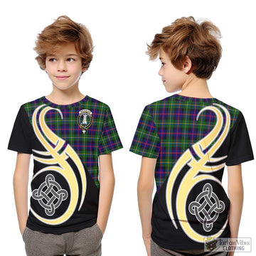 MacCallum #2 Tartan Kid T-Shirt with Family Crest and Celtic Symbol Style