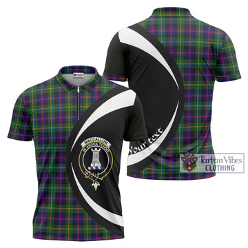 Tartan Vibes Clothing MacCallum #2 Tartan Zipper Polo Shirt with Family Crest Circle Style