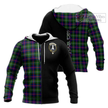 MacCallum #2 Tartan Knitted Hoodie with Family Crest and Half Of Me Style