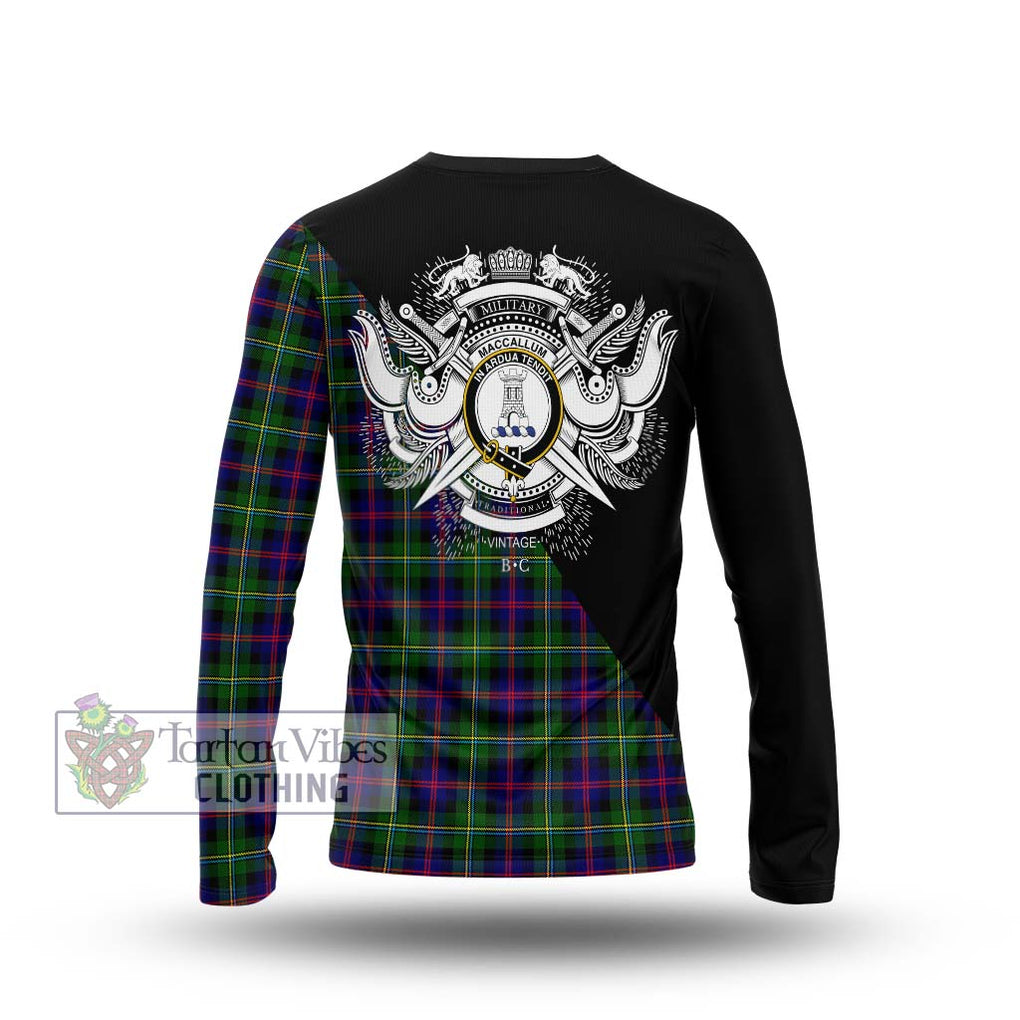 Tartan Vibes Clothing MacCallum #2 Tartan Long Sleeve T-Shirt with Family Crest and Military Logo Style