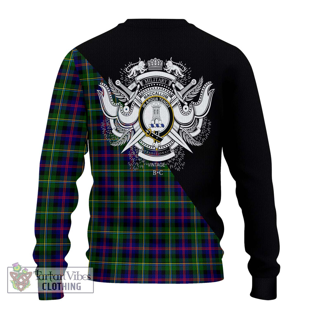 Tartan Vibes Clothing MacCallum #2 Tartan Knitted Sweater with Family Crest and Military Logo Style