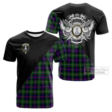 MacCallum #2 Tartan Cotton T-shirt with Family Crest and Military Logo Style