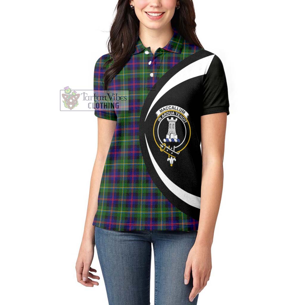 Tartan Vibes Clothing MacCallum #2 Tartan Women's Polo Shirt with Family Crest Circle Style