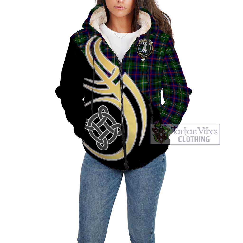 Tartan Vibes Clothing MacCallum #2 Tartan Sherpa Hoodie with Family Crest and Celtic Symbol Style