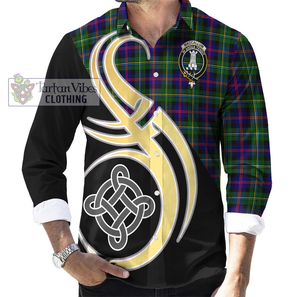 Tartan Vibes Clothing MacCallum #2 Tartan Long Sleeve Button Shirt with Family Crest and Celtic Symbol Style