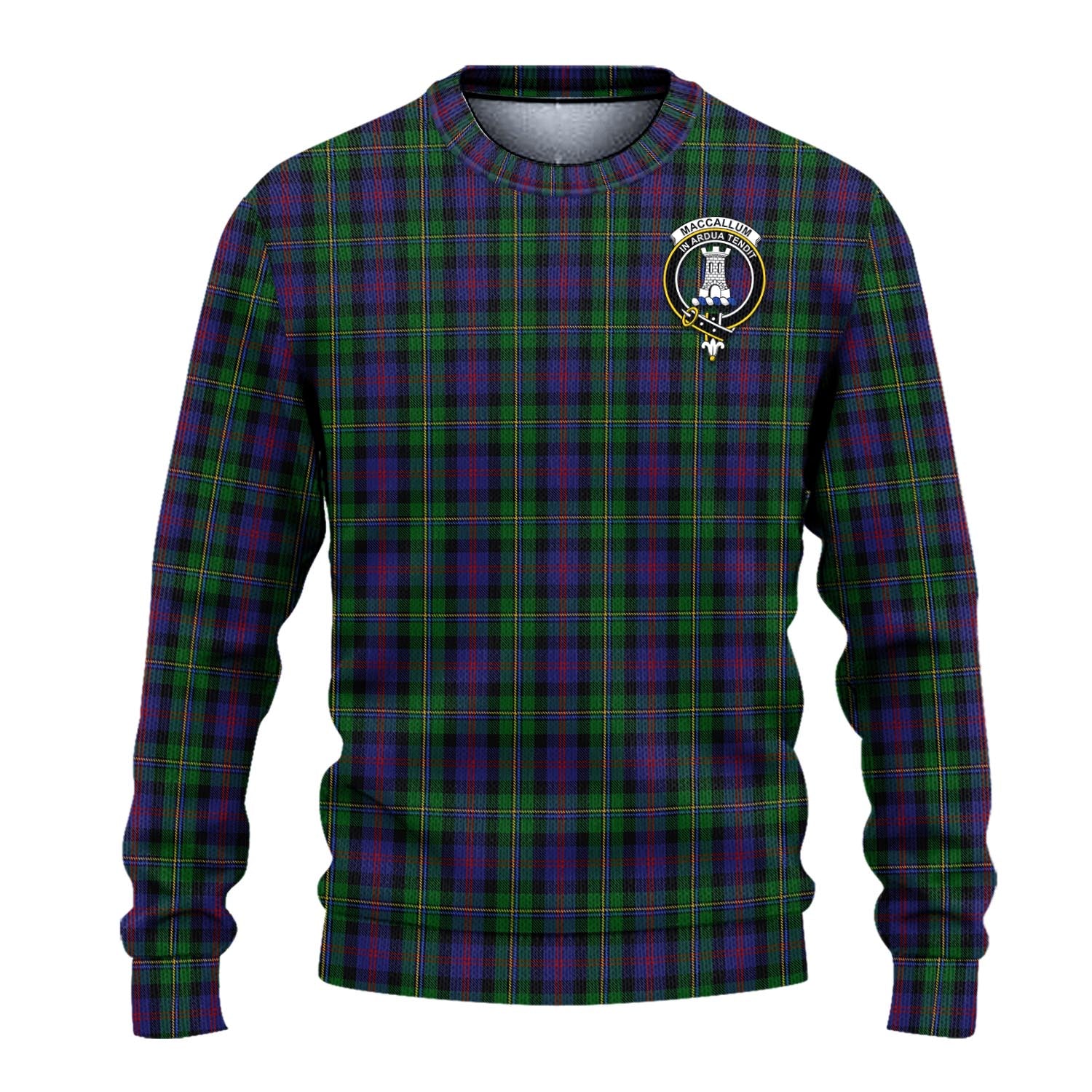 MacCallum Tartan Knitted Sweater with Family Crest - Tartanvibesclothing
