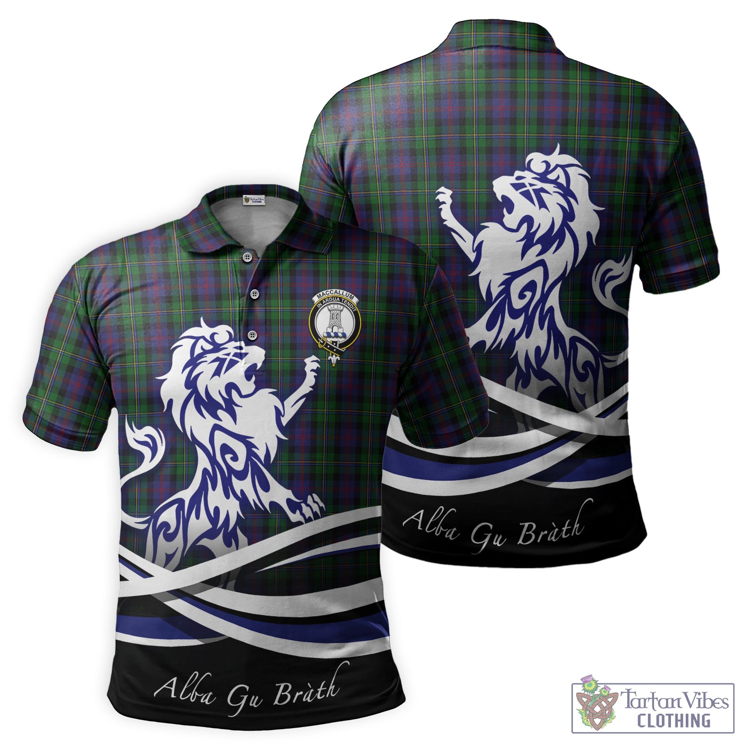 MacCallum (McCallum) Tartan Polo Shirt with Alba Gu Brath Regal Lion Emblem - Tartan Vibes Clothing