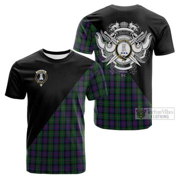 MacCallum (McCallum) Tartan Cotton T-shirt with Family Crest and Military Logo Style