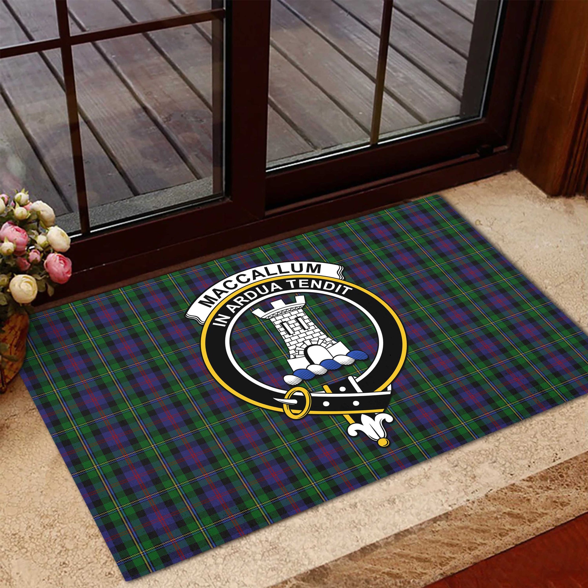 MacCallum (McCallum) Tartan Rubber Doormat with Family Crest - Tartan Vibes Clothing