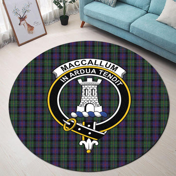 maccallum-tartan-round-rug-with-family-crest
