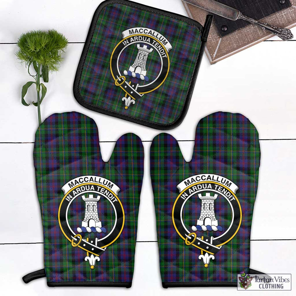 MacCallum (McCallum) Tartan Combo Oven Mitt & Pot-Holder with Family Crest Combo 1 Oven Mitt & 1 Pot-Holder Black - Tartan Vibes Clothing