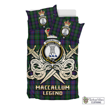 MacCallum Tartan Bedding Set with Clan Crest and the Golden Sword of Courageous Legacy