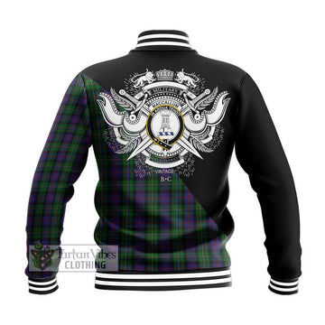 MacCallum (McCallum) Tartan Baseball Jacket with Family Crest and Military Logo Style - Tartanvibesclothing Shop