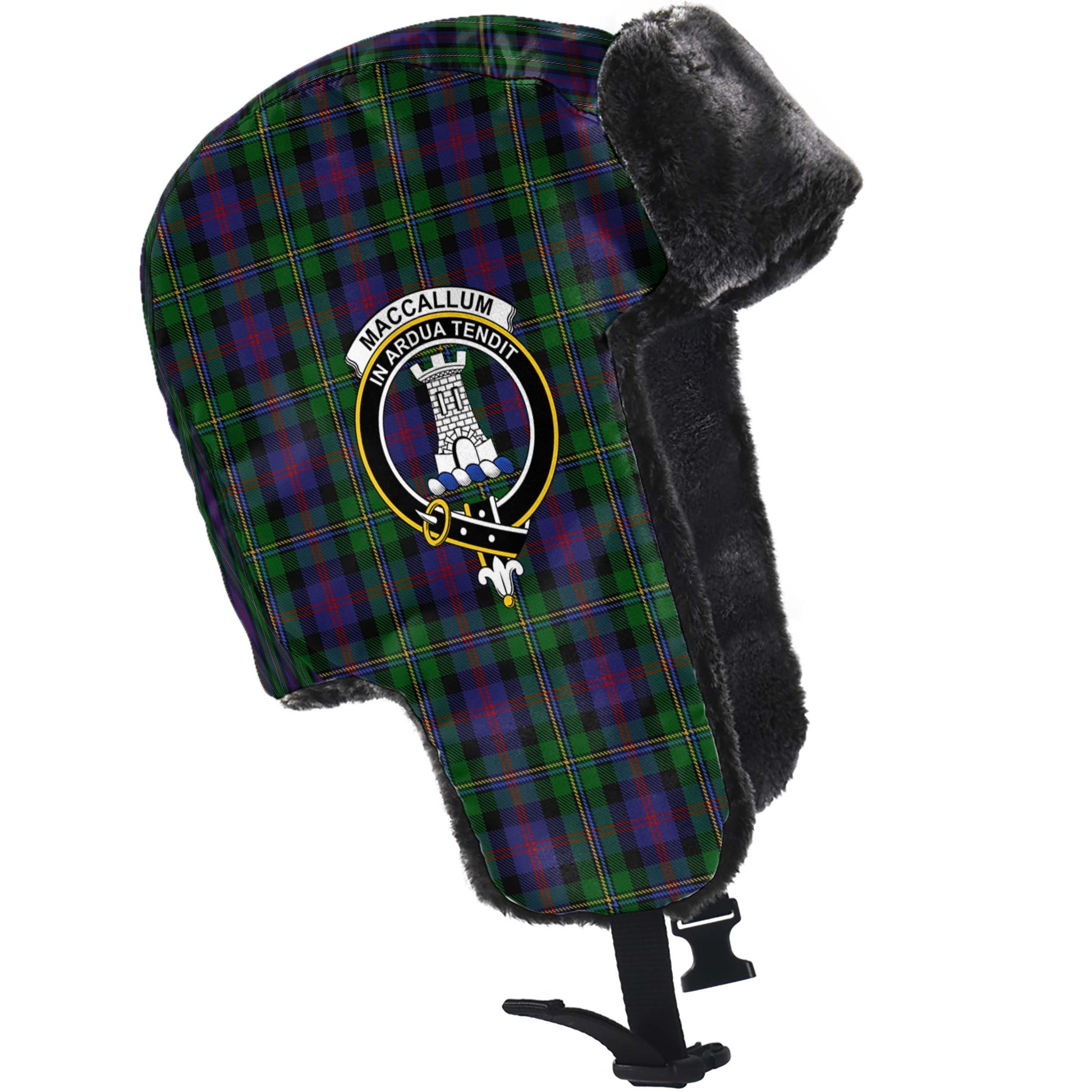 MacCallum Tartan Winter Trapper Hat with Family Crest - Tartanvibesclothing