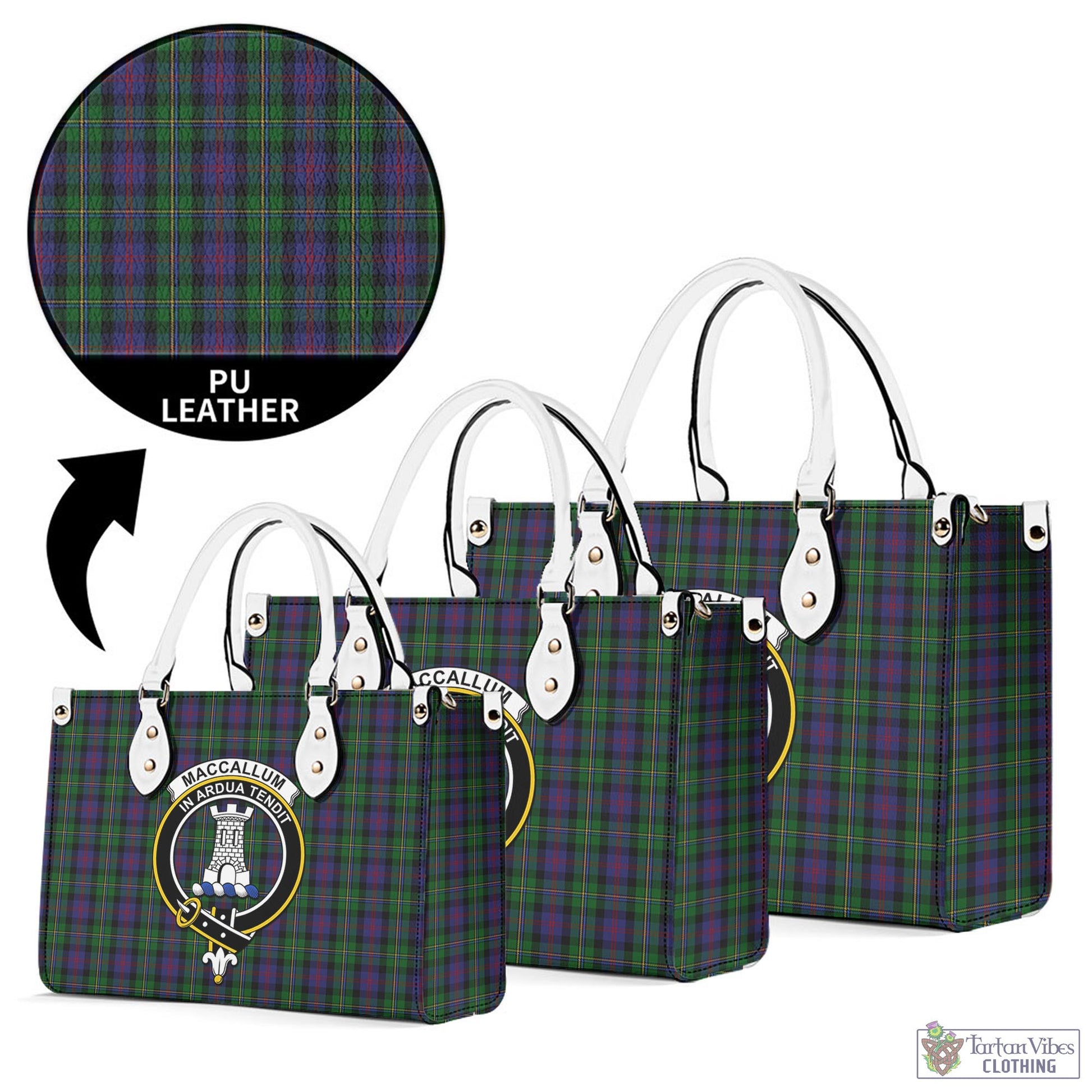 Tartan Vibes Clothing MacCallum Tartan Luxury Leather Handbags with Family Crest