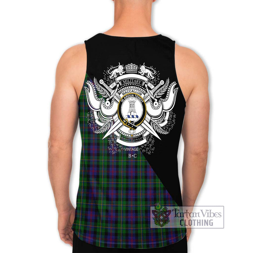 MacCallum (McCallum) Tartan Men's Tank Top with Family Crest and Military Logo Style - Tartanvibesclothing Shop