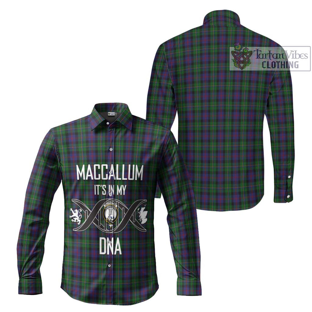 MacCallum (McCallum) Tartan Long Sleeve Button Shirt with Family Crest DNA In Me Style Men's Shirt - Tartanvibesclothing Shop