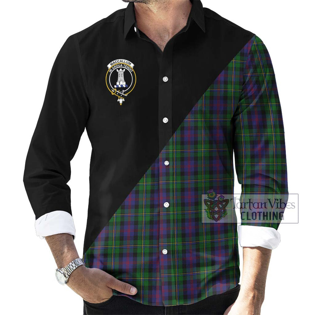 MacCallum (McCallum) Tartan Long Sleeve Button Shirt with Family Crest and Military Logo Style - Tartanvibesclothing Shop