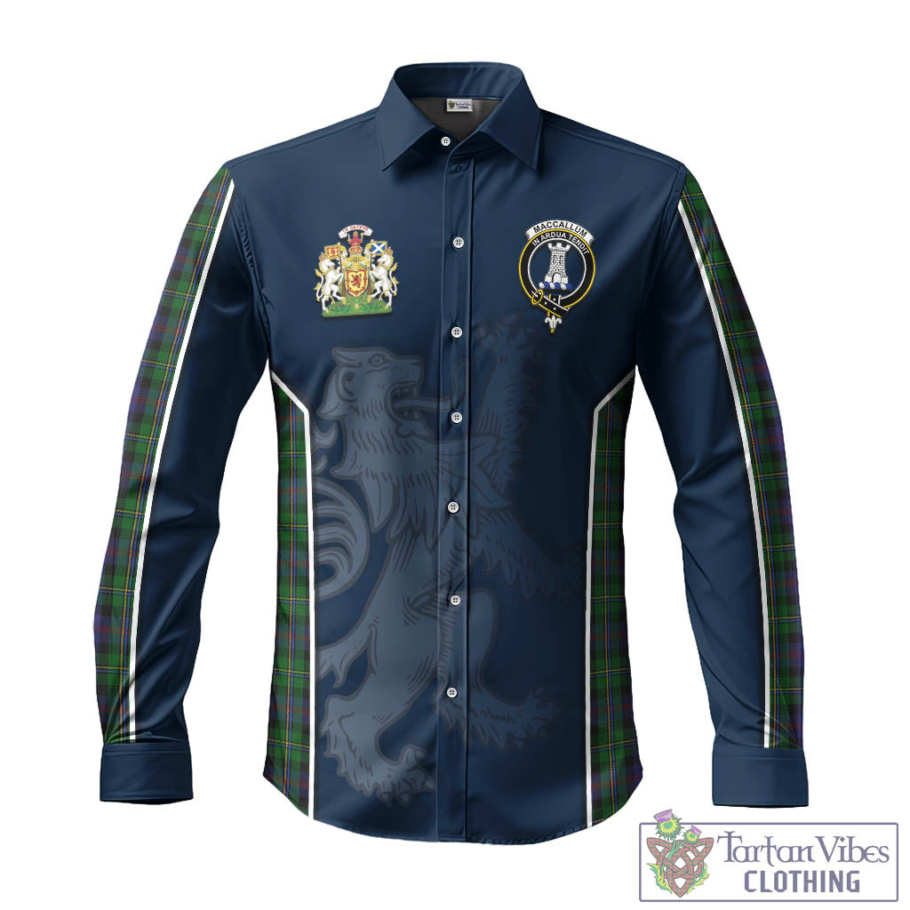 Tartan Vibes Clothing MacCallum Tartan Long Sleeve Button Up Shirt with Family Crest and Lion Rampant Vibes Sport Style