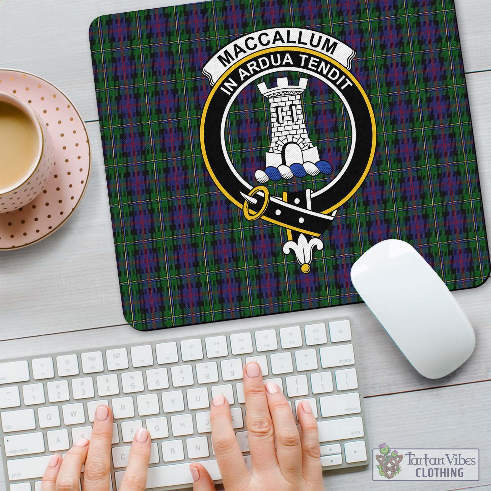 Tartan Vibes Clothing MacCallum Tartan Mouse Pad with Family Crest