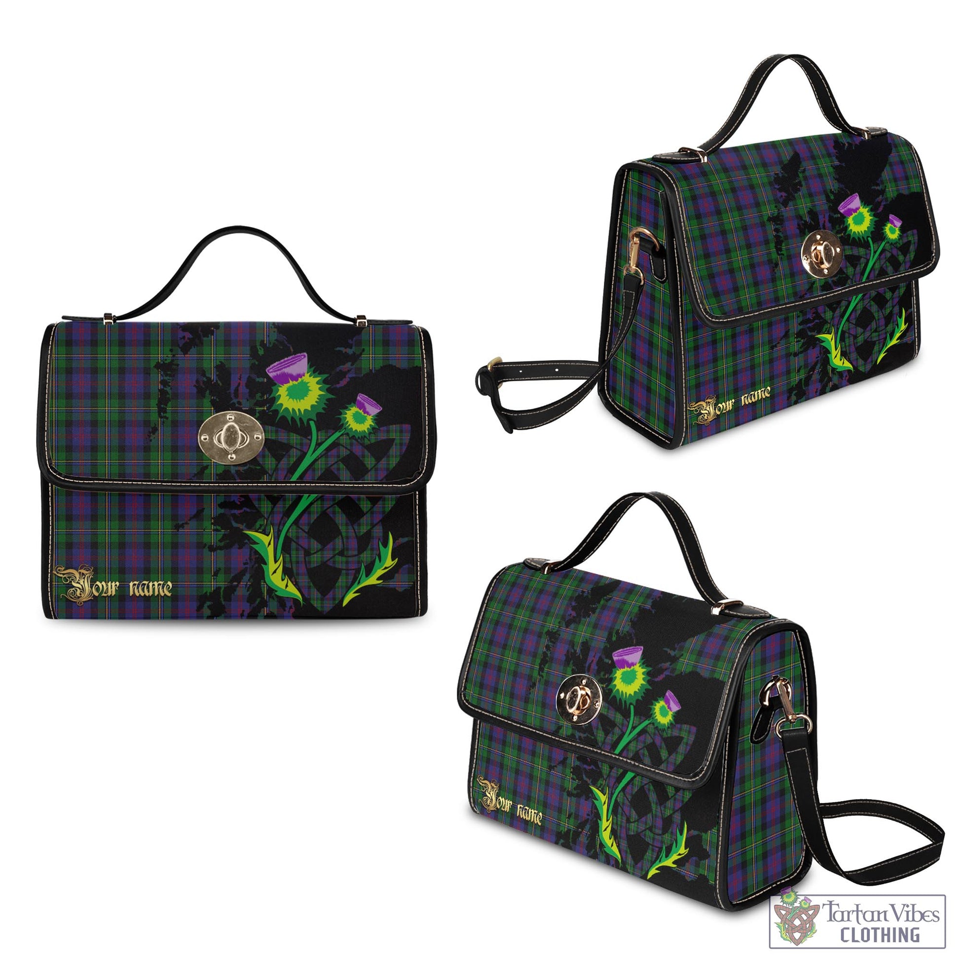 Tartan Vibes Clothing MacCallum Tartan Waterproof Canvas Bag with Scotland Map and Thistle Celtic Accents